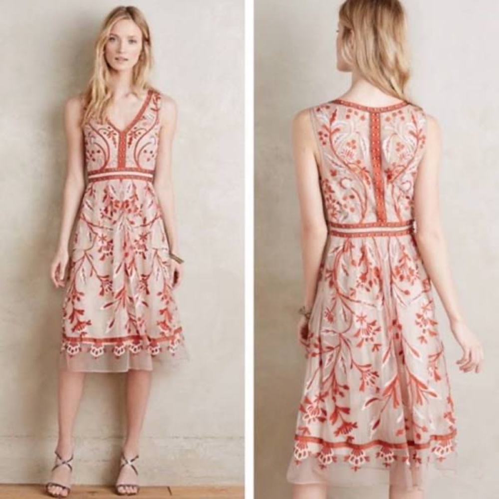 Embroidered Anthropologie Cocktail Dress